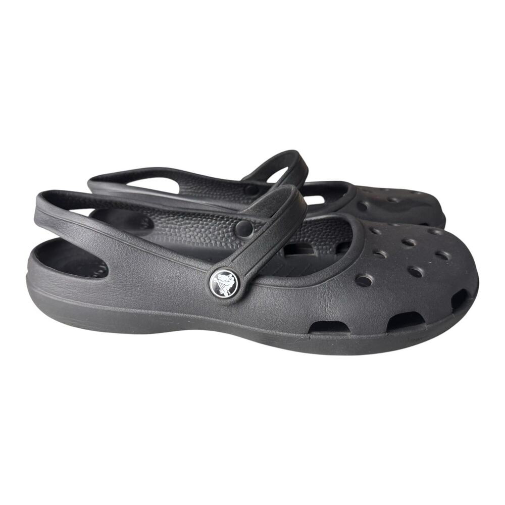 Crocs Womens Black Shayna Mary Jane Slip On Shoes Slingback Ballet Flat Size 10